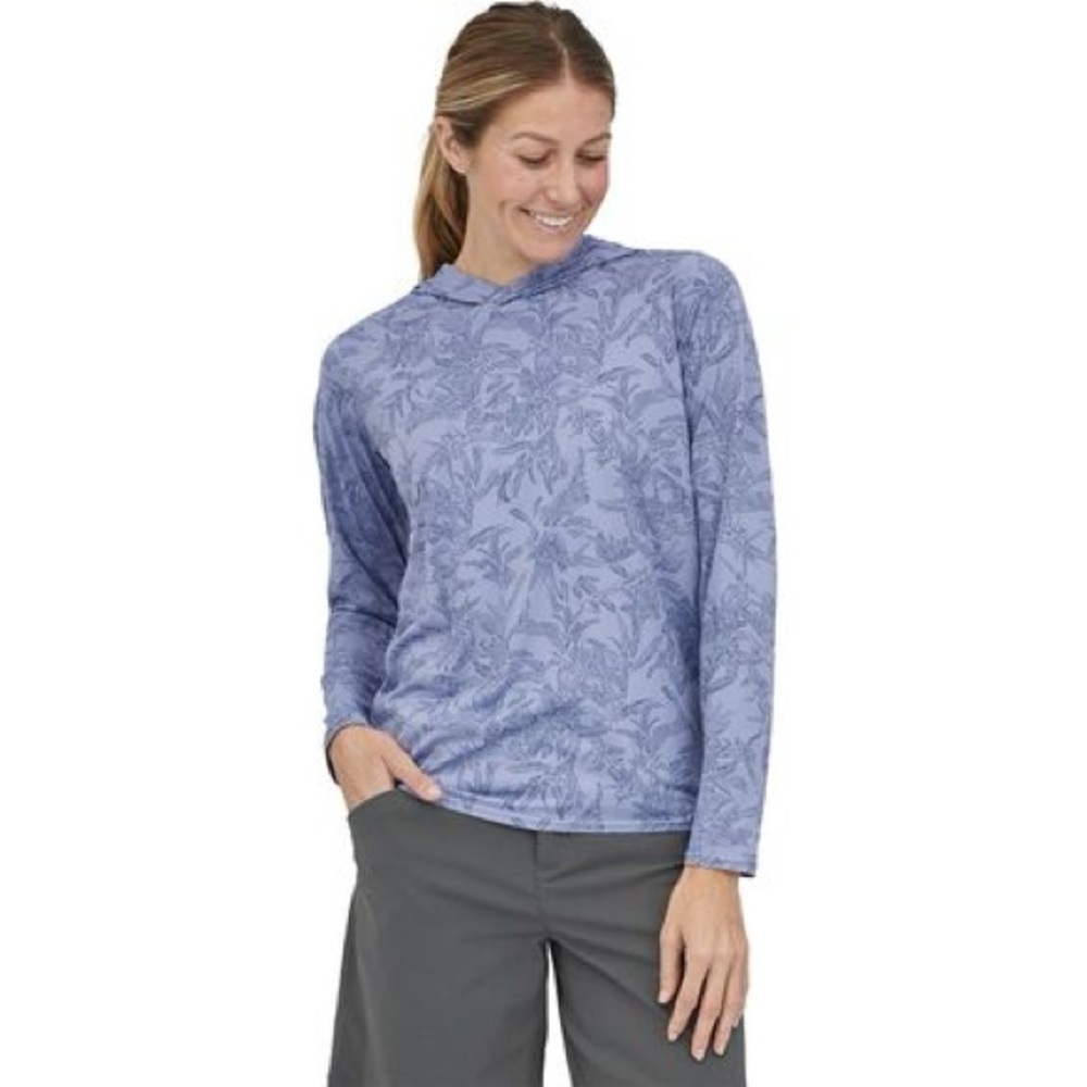 Patagonia Capilene Womens XL Cool Daily Hoodie Purple Lavender Floral Pullover